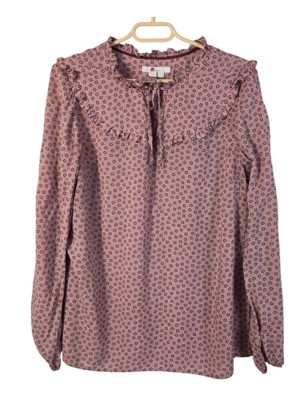Boden Betsy Blouse Women's 12 Red Floral Print Cottagecore Feminine Romantic
